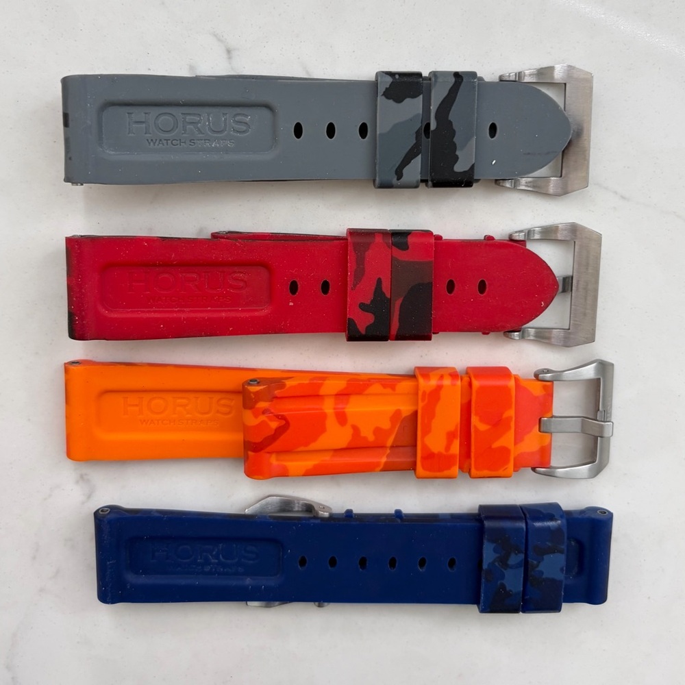 Horus Watch Straps Set - Gray, Red, Orange, Blue Camouflage NEW